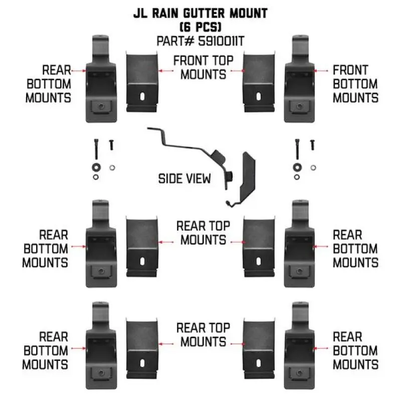 Go Rhino Rain Gutter Mounting Kit – 6-Piece Hardware Set For Srm Roof Racks 1