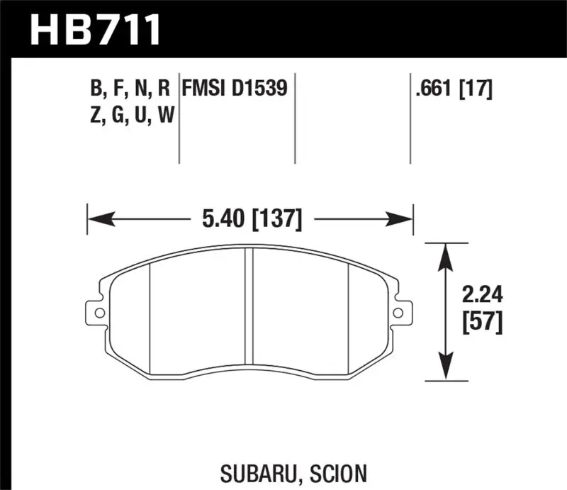 Hawk Hps 5.0 Front Brake Pads For 2013–2014 Scion Fr-S And Subaru Brz Base Coupe 1