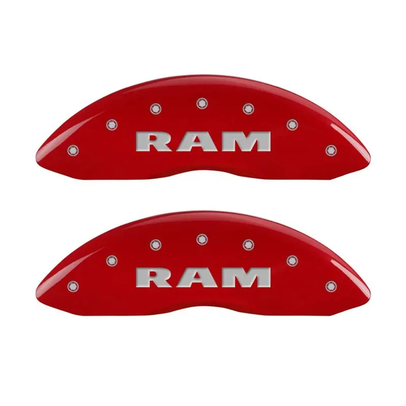 Mgp 4 Caliper Covers Engraved Front Ram Engraved Rear Ramhead Red Finish Silver Ch 2