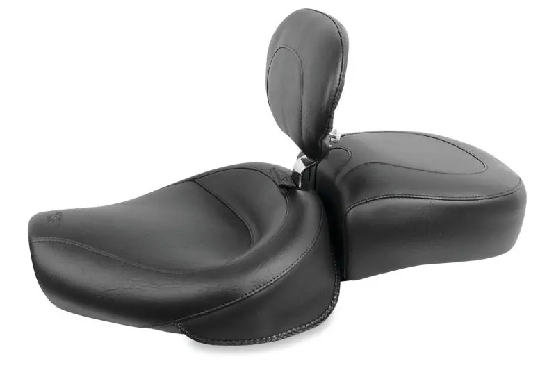 Mustang Harley-Davidson Sportster Wide Touring Solo Seat With Driver Backrest – Black, Fits 1982–2003 Models 1