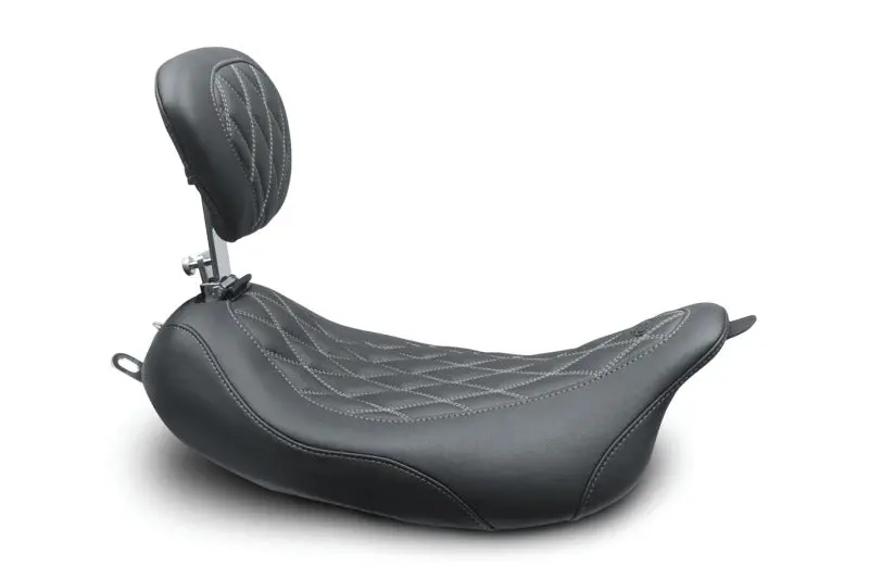 Mustang Harley-Davidson Wide Tripper Touring Passenger Seat For 2008–2021 Fl Models – Grey Diamond Stitch, Black Base 1
