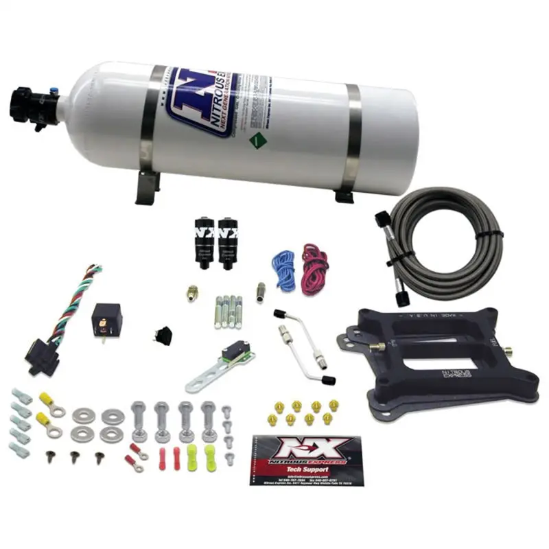 Nitrous Express Hitman Plus 4-Barrel Nitrous Kit (50–200 Hp) With 15Lb Bottle – 4150 Style 1