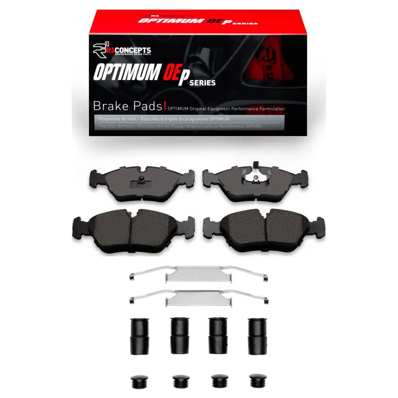 R1 Optimum Oe Front Brake Pad & Hardware Kit For 1982–1991 Bmw 528E 1