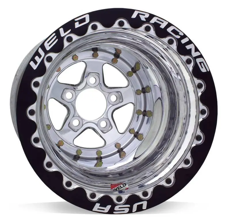 Weld Alumastar 2.0 Beadlock Wheel – 15X12 Inches, 5X4.75 Bolt Pattern, 5-Inch Backspace, Polished Aluminum With Black Beadlock Ring 1